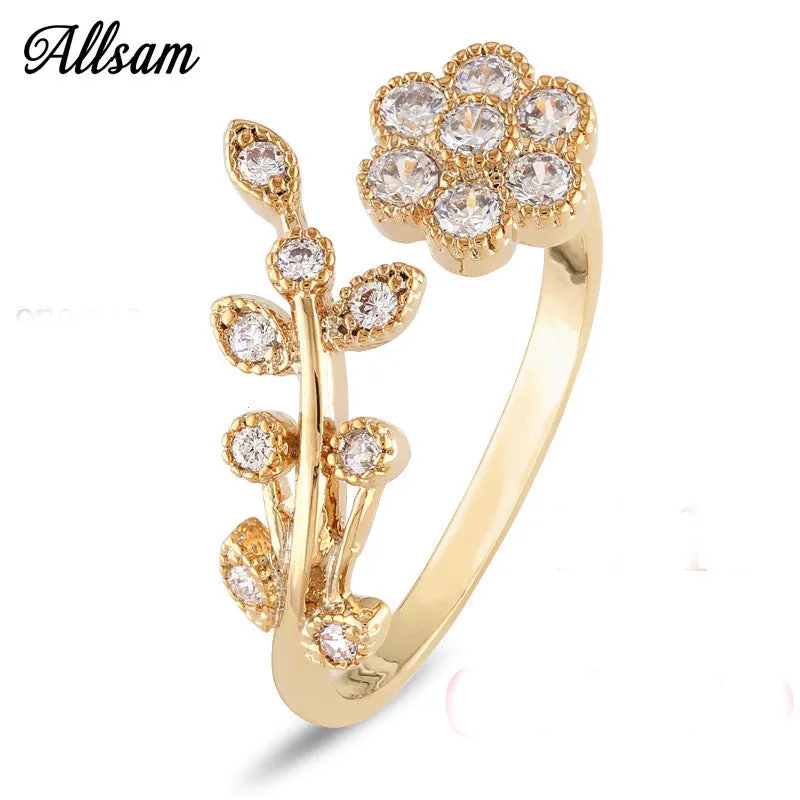 14k Gold Plated Adjustable Flower Ring