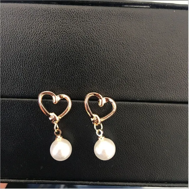 2021 New Arrival Crystal Trendy Women Dangle Earrings Simple Fashion Elegant Pearl Earring Female Rhinestone Temperament Jewelry