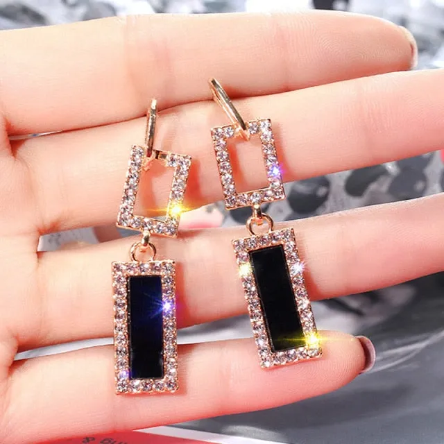 2021 New Luxury Fashion Jewelry Boho Style Blue Crystal Drop Earrings for Women's Gold Color  Color Bridal Earrings Jewelry Gift