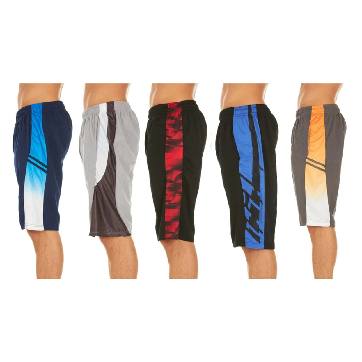 5-Pack: Men's Active Athletic Assorted Performance Shorts