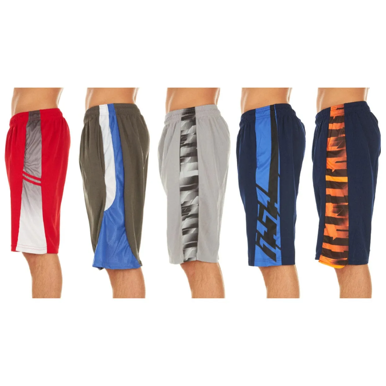 5-Pack: Men's Active Athletic Assorted Performance Shorts