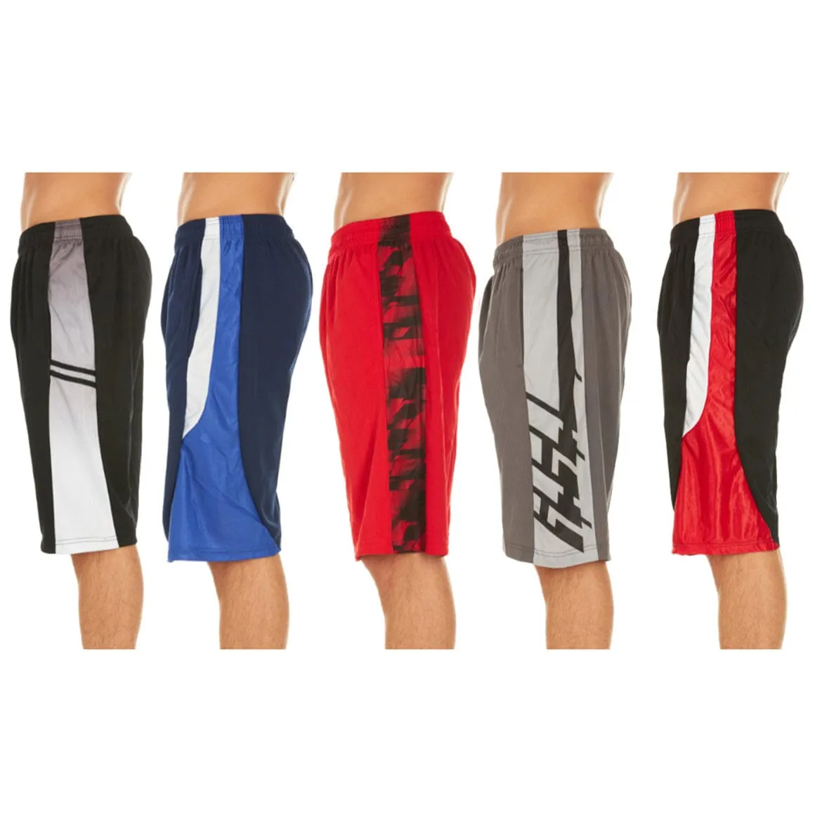 5-Pack: Men's Active Athletic Assorted Performance Shorts