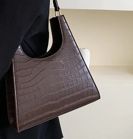 ARIES Dark Brown Faux Croc Bag