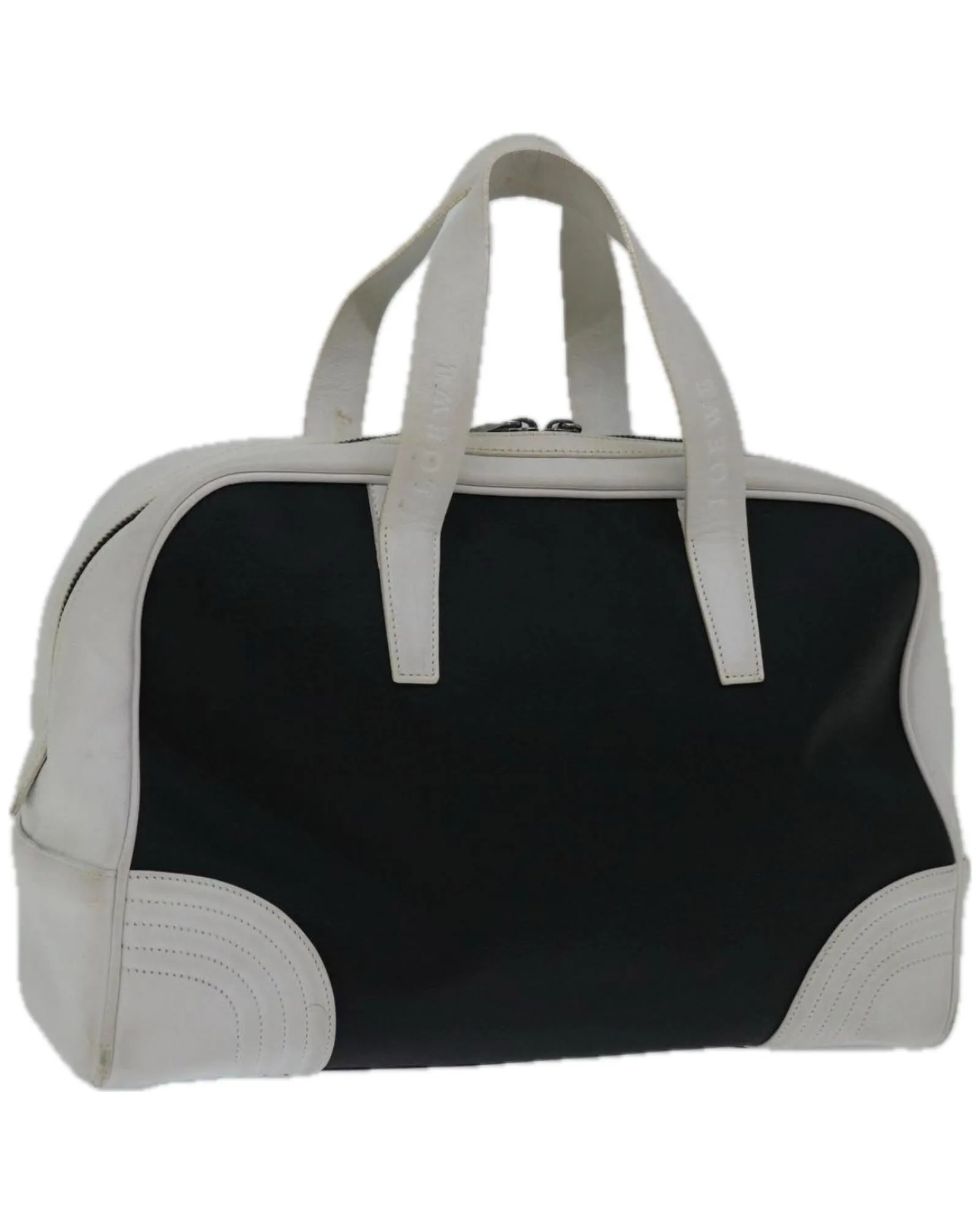 Authentic Loewe PVC and Canvas Anagram Hand Bag in Black and White