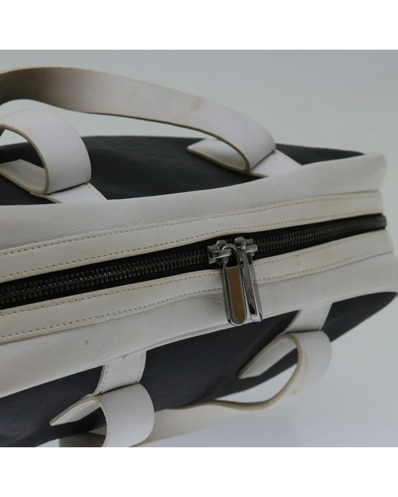 Authentic Loewe PVC and Canvas Anagram Hand Bag in Black and White