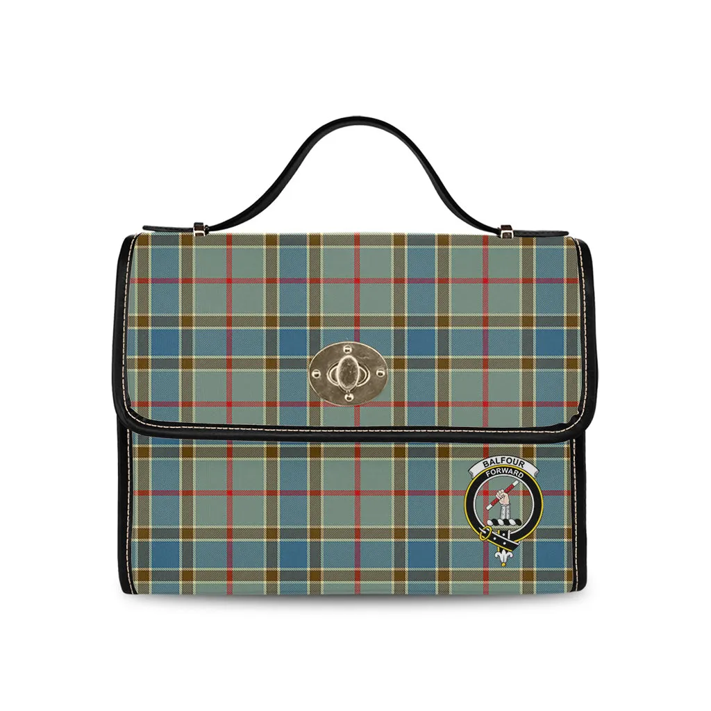 Balfour Blue Tartan Waterproof Canvas Bag with Family Crest