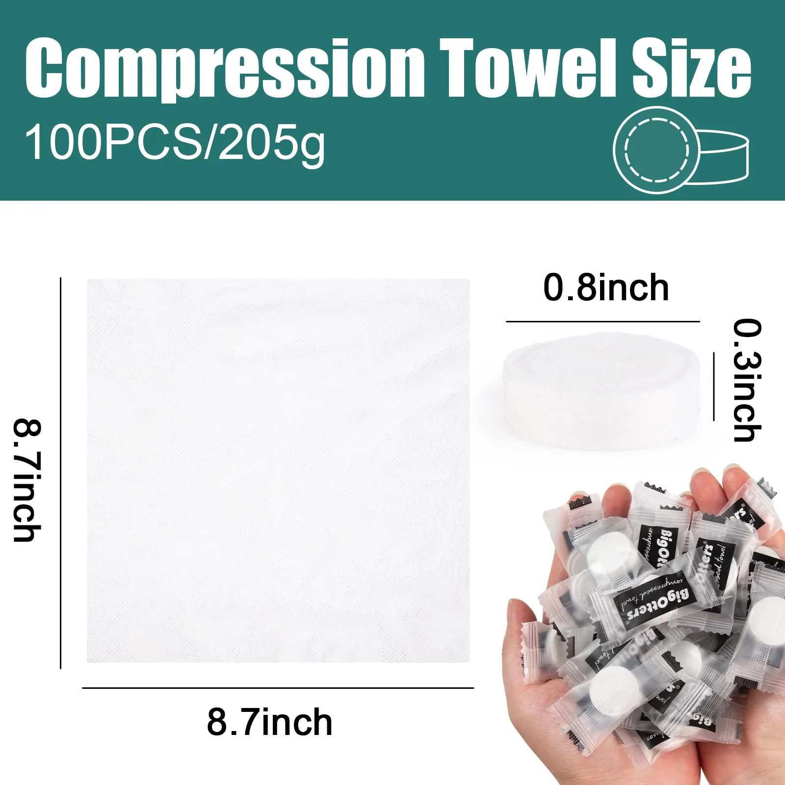 BigOtters 100PCS Compressed Towel, Disposable Compressed Towel Tablets, Bulk Coin Tissues, Portable Mini Compressed Camping Towels for Travel Home and Outdoor Activities