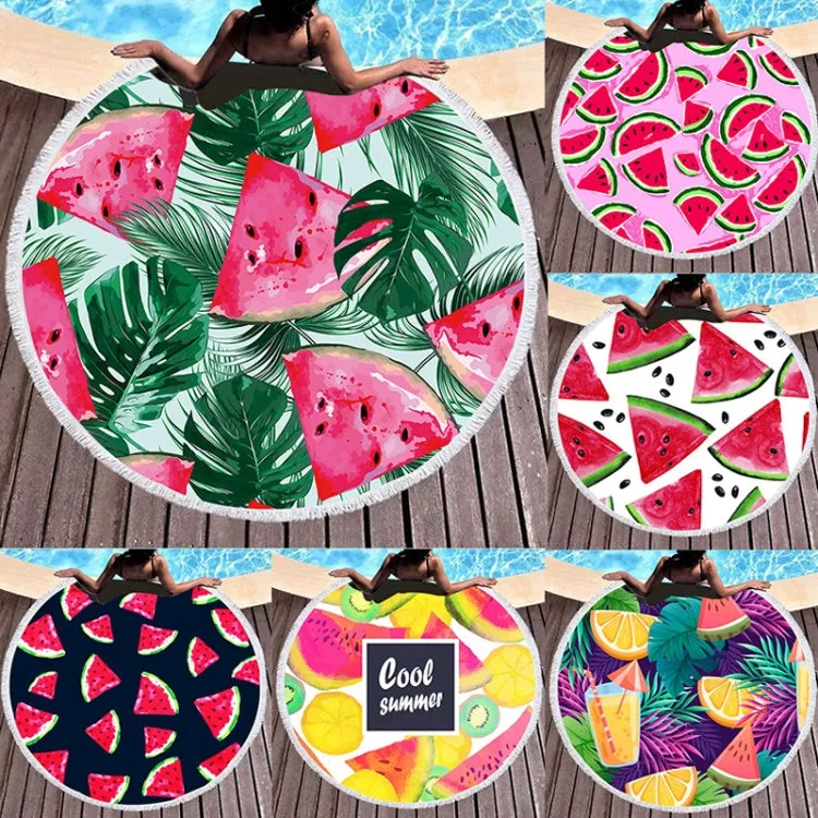 BL002 Microfiber and Fringed Soft Comfortable Circular Print Beach Towel