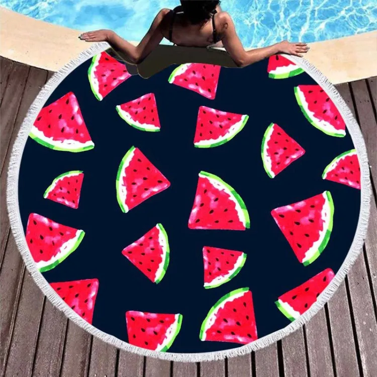 BL002 Microfiber and Fringed Soft Comfortable Circular Print Beach Towel