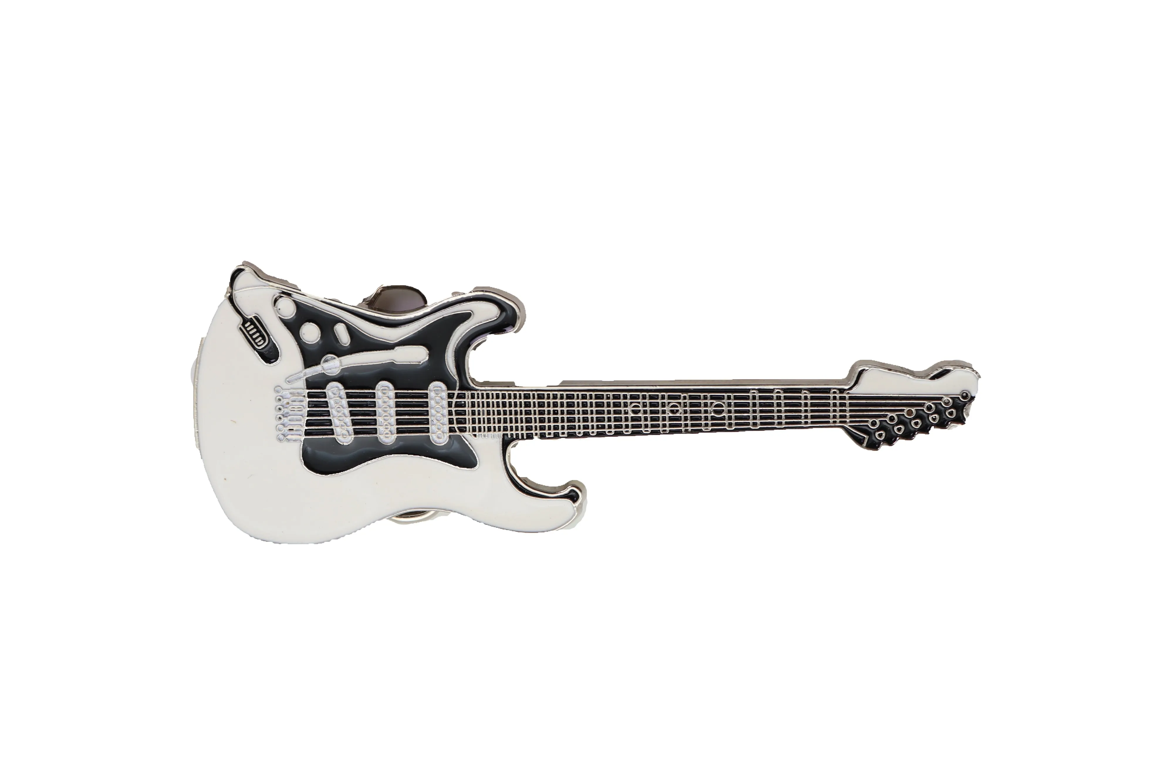 Black & White Electric Guitar Enamel Metal Belt Buckle