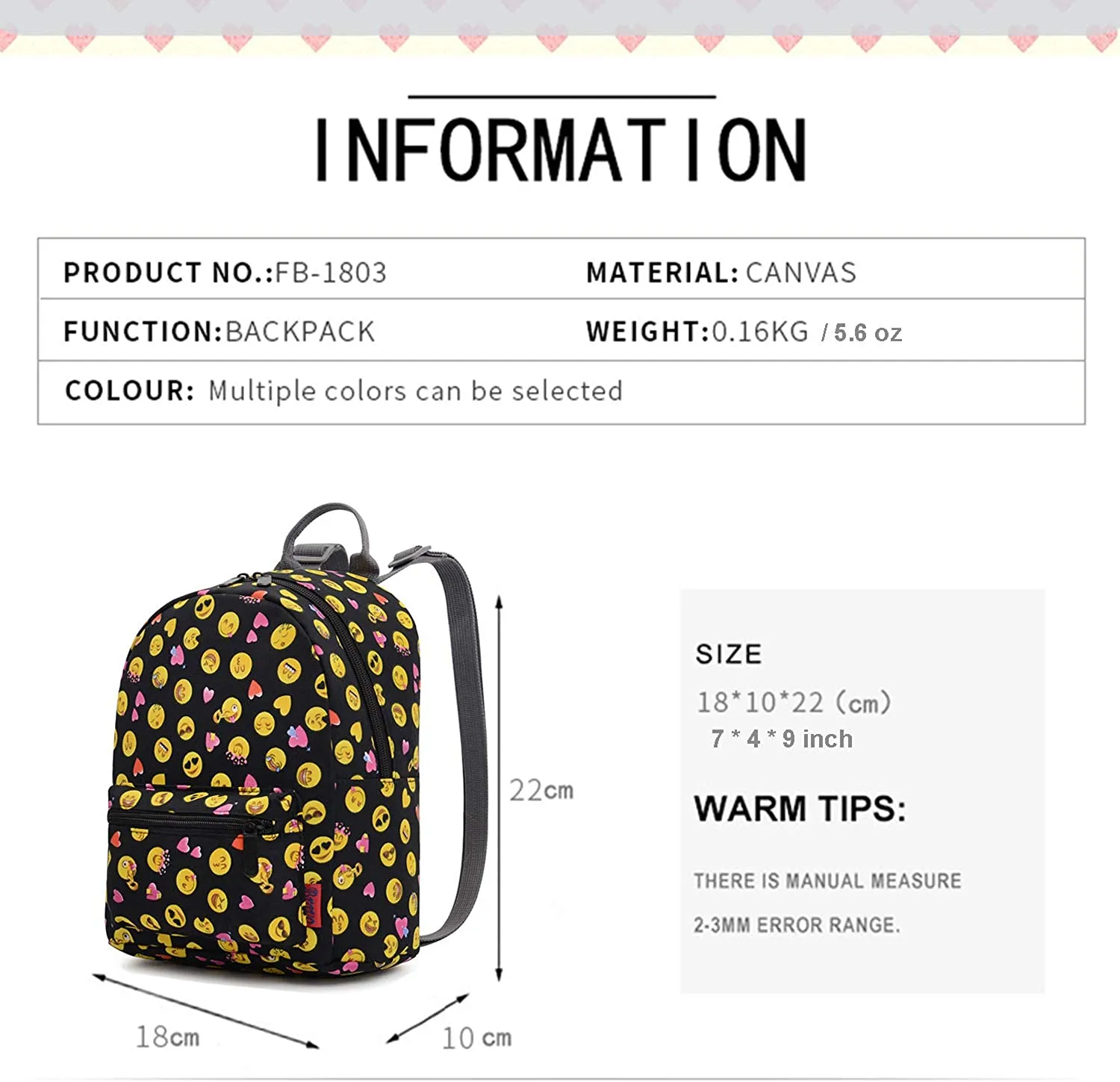 Bravo! Fashion Design All Purpose 9" Floral Backpack (Emoji)