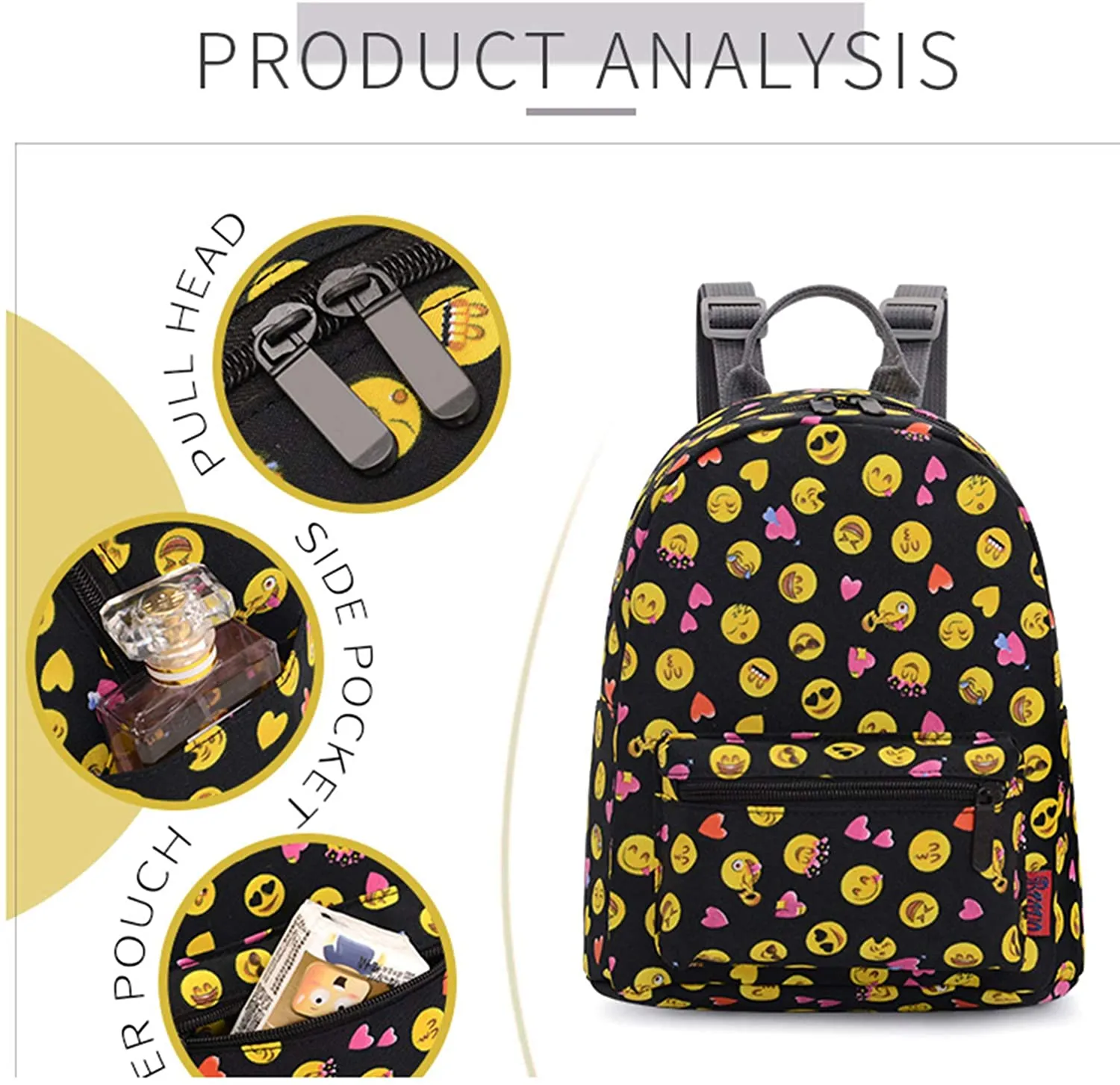 Bravo! Fashion Design All Purpose 9" Floral Backpack (Emoji)