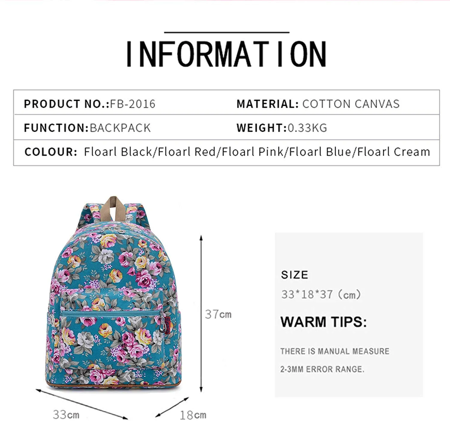 Bravo Floral (14 Inch) School Backpack - Floral Blue