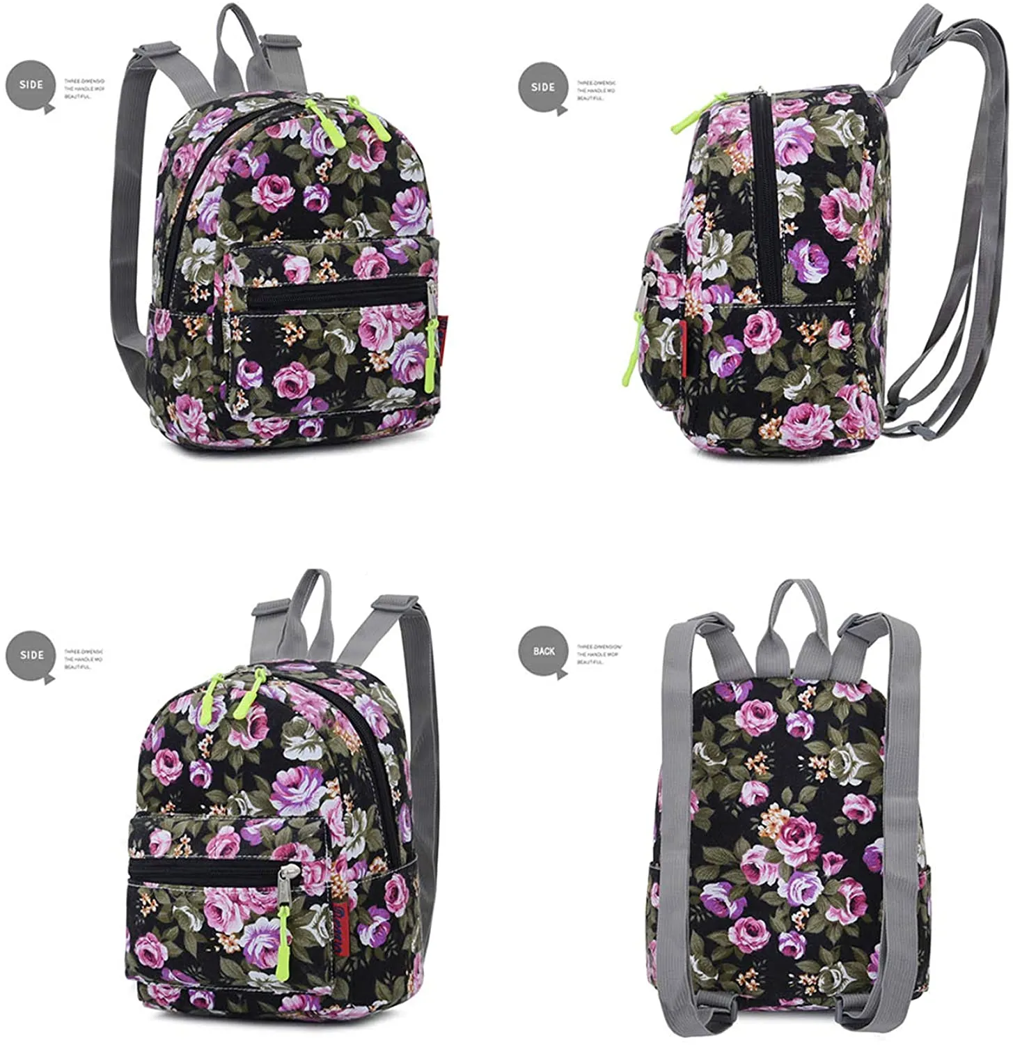 Bravo Floral Mini (10 Inch) School Backpack - Floral Black