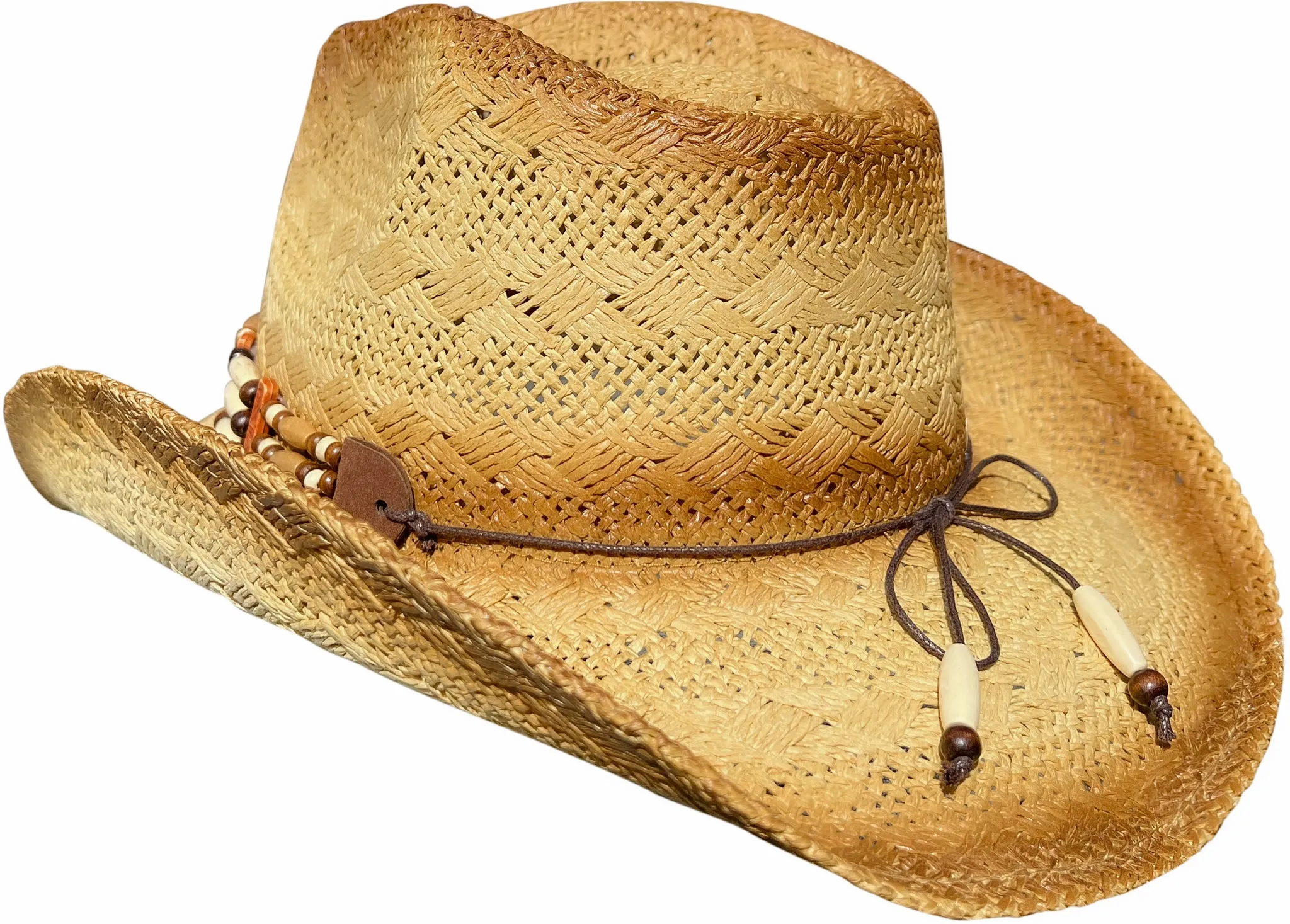 Bronco Beige Cowboy Hat Blue Bead