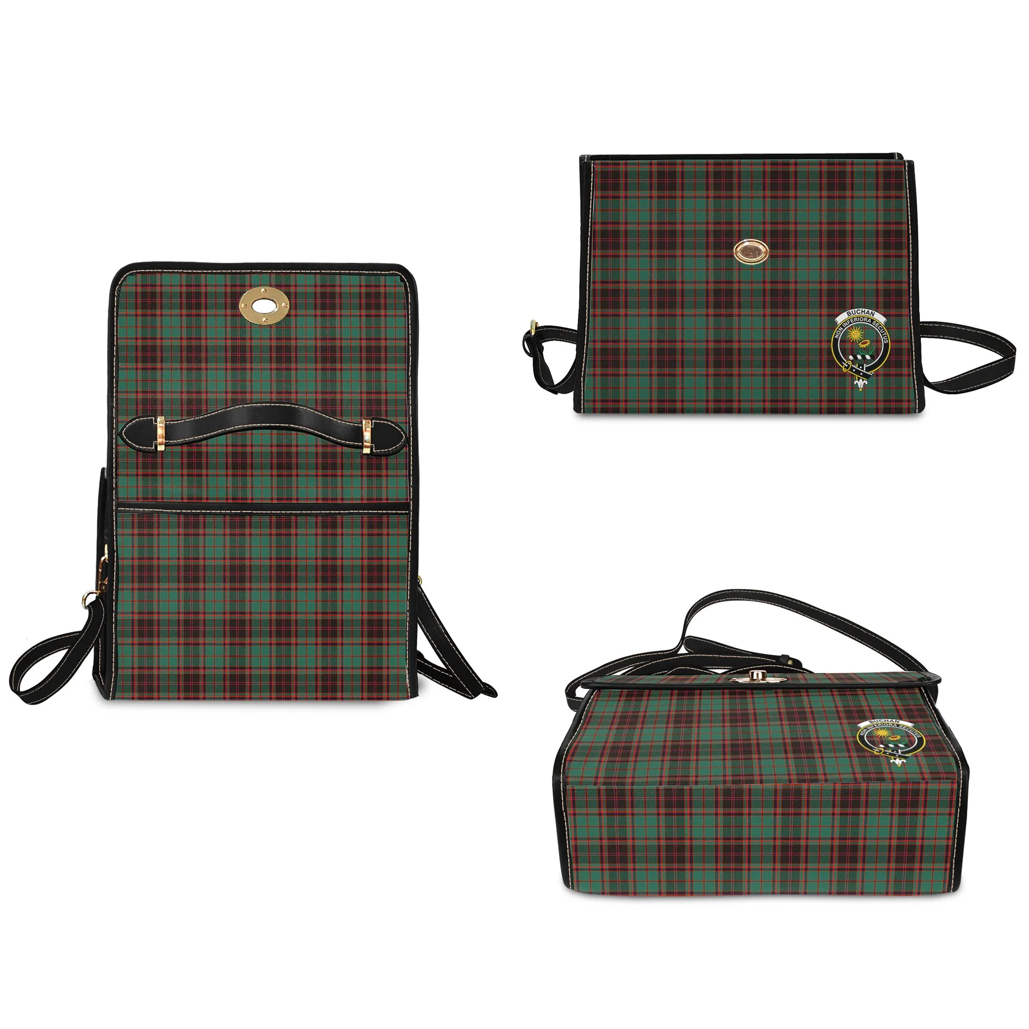 Buchan Ancient Tartan Waterproof Canvas Bag with Family Crest