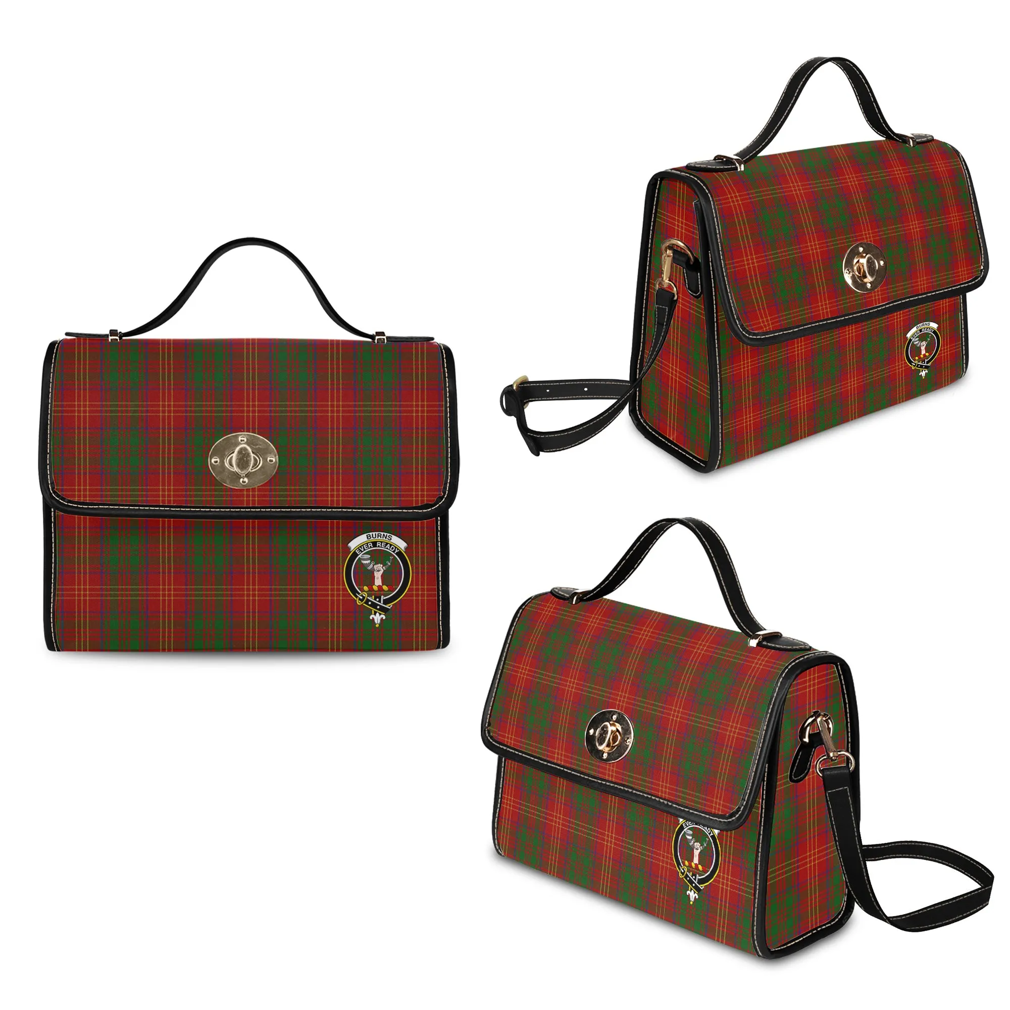 Burns Tartan Waterproof Canvas Bag with Family Crest