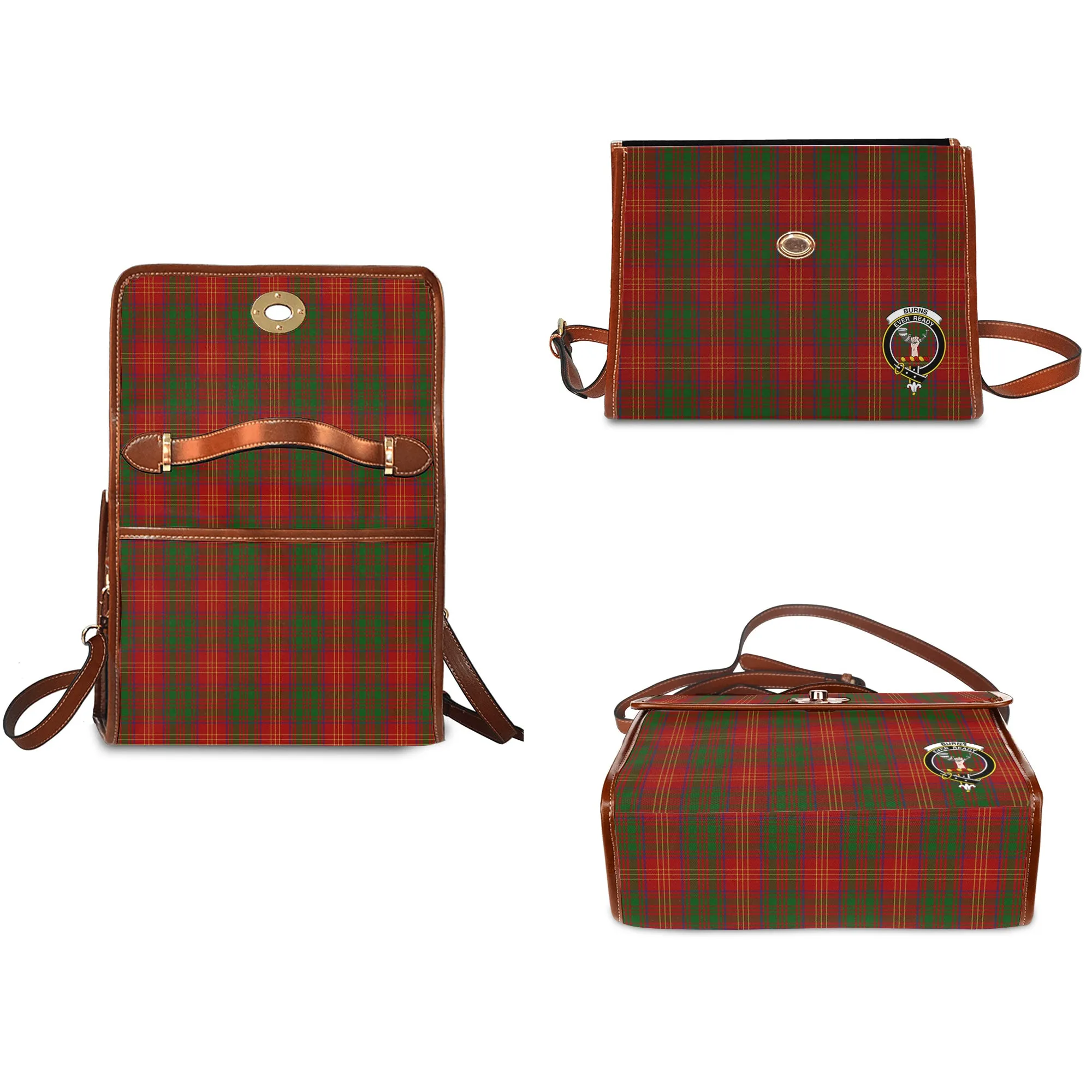 Burns Tartan Waterproof Canvas Bag with Family Crest