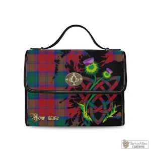 Byres (Byses) Tartan Waterproof Canvas Bag with Scotland Map and Thistle Celtic Accents