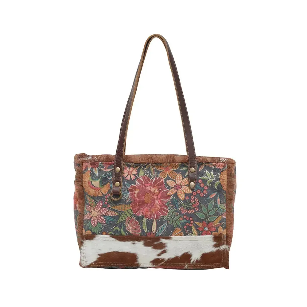 Canvas & Leather Floral Crossbody Bag