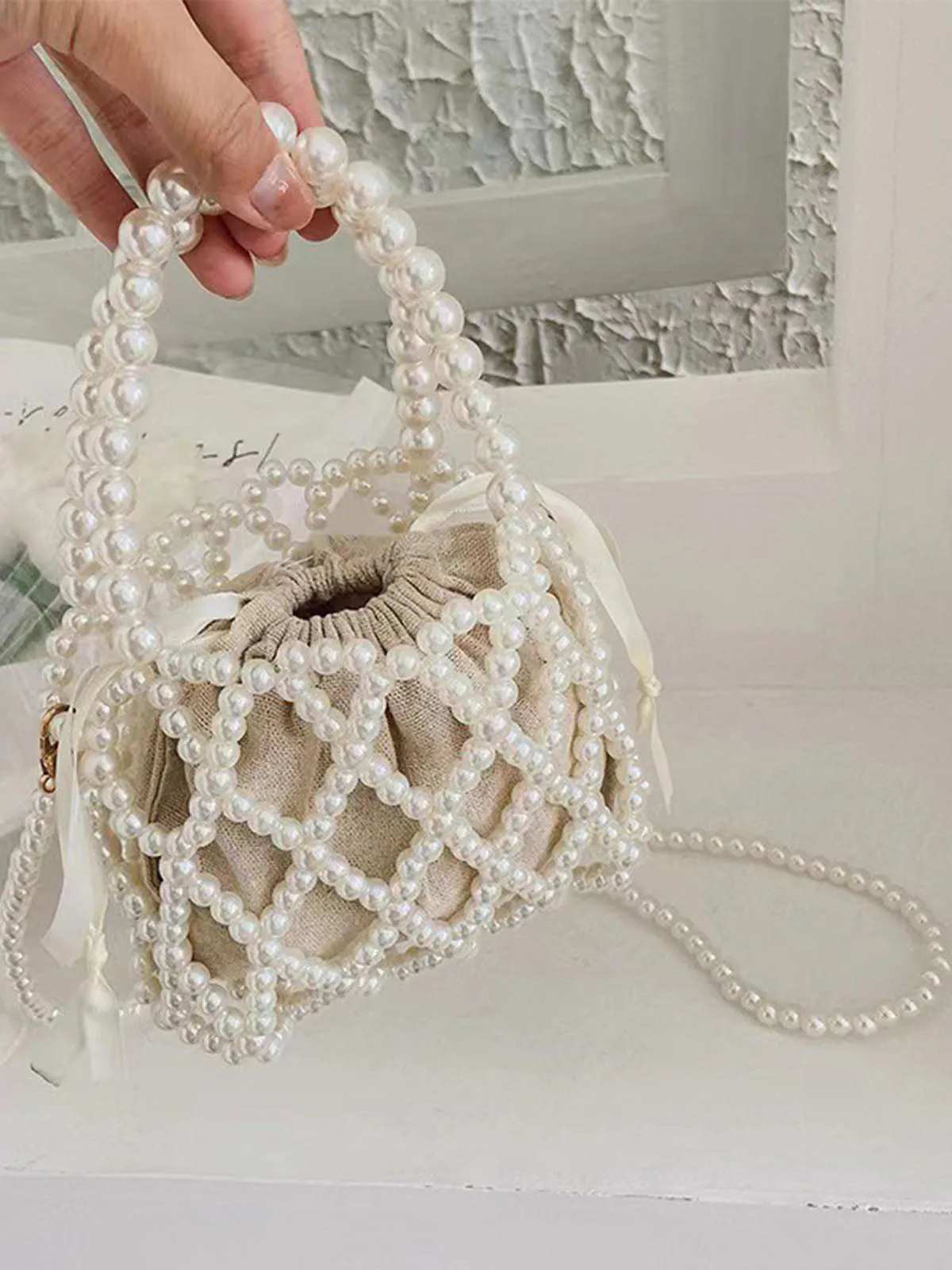 Chic French Pearl Crossbody Bag