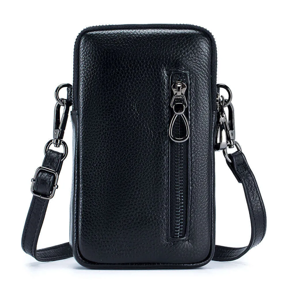 Chic Leather Mini Vertical Phone Crossbody Bag