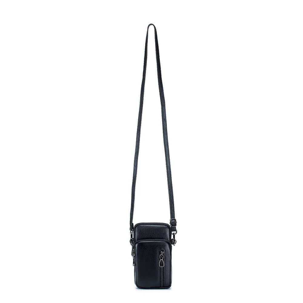 Chic Leather Mini Vertical Phone Crossbody Bag