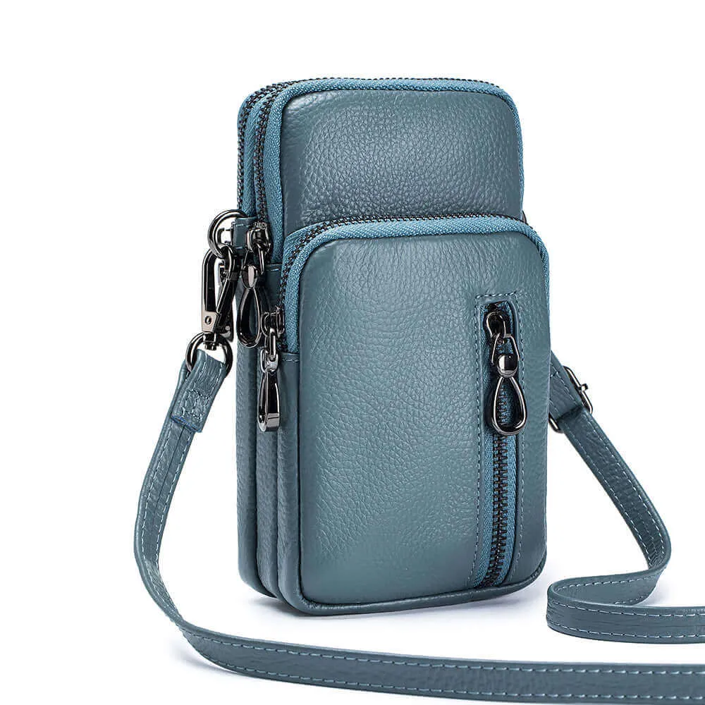 Chic Leather Mini Vertical Phone Crossbody Bag