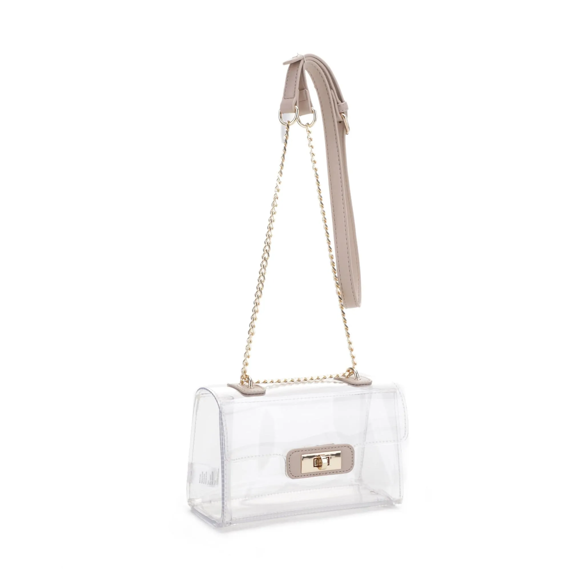 CL20555 Eva Turn Lock Clear Structured Crossbody Bag