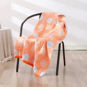 Cotton Bath Towel Soft Comfortable Beach Towel(Little Flower Orange)