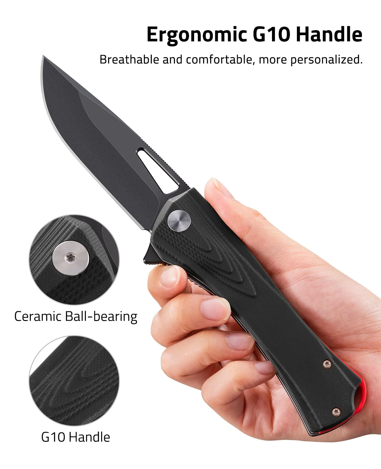 CVLIFE Pocket Knife for Men - 3.62" Sharp D2 Blade G10 Handle