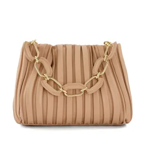 Dominie Medium Pleated Chain-Handle Slouch Bag Blush-Synthetic