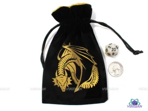 Dragon | Black & Gold Velour Dice Bag | Q Workshop