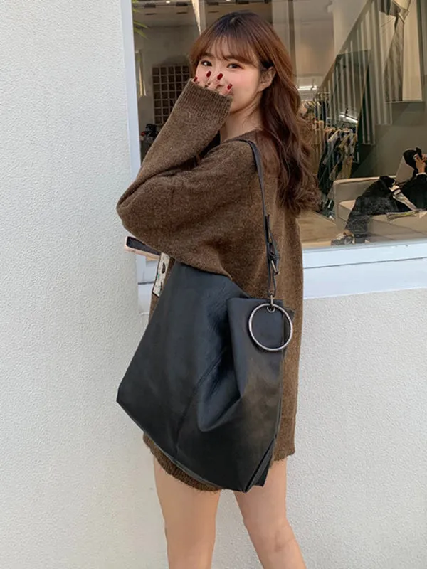 Fashion Urban Solid Color PU Shoulder Bag