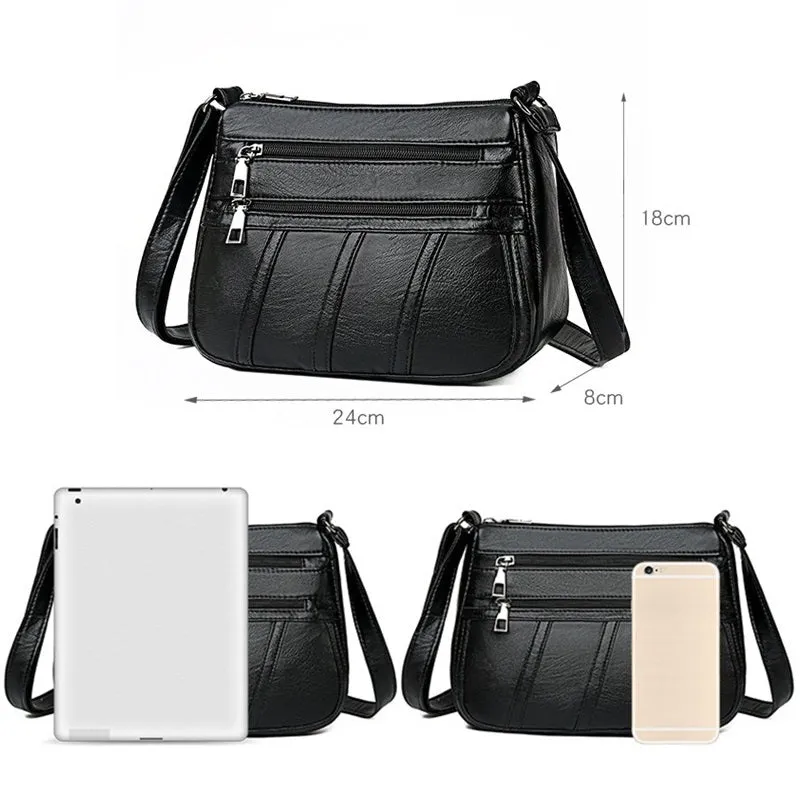 Fashion Womens PU Shoulder Bag Simple Mother Multi-pockets Crossbody Bags