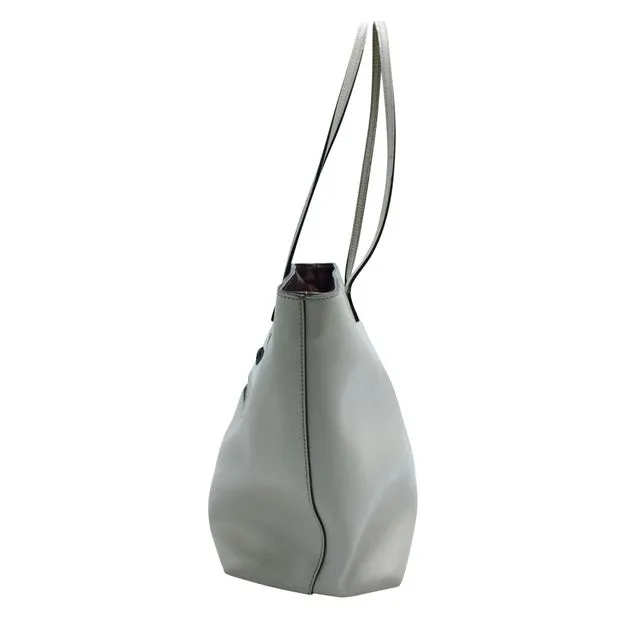 FENDI Light Grey Leather Tote With Mirror "Monster Eyes"