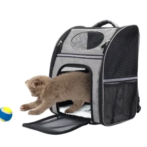 FluffyDream Pet Carrier Backpack for Large/Small Cats and Dogs; Puppies; Safety Features and Cushion Back Support for Travel; Hiking; Outdoor Use; Black