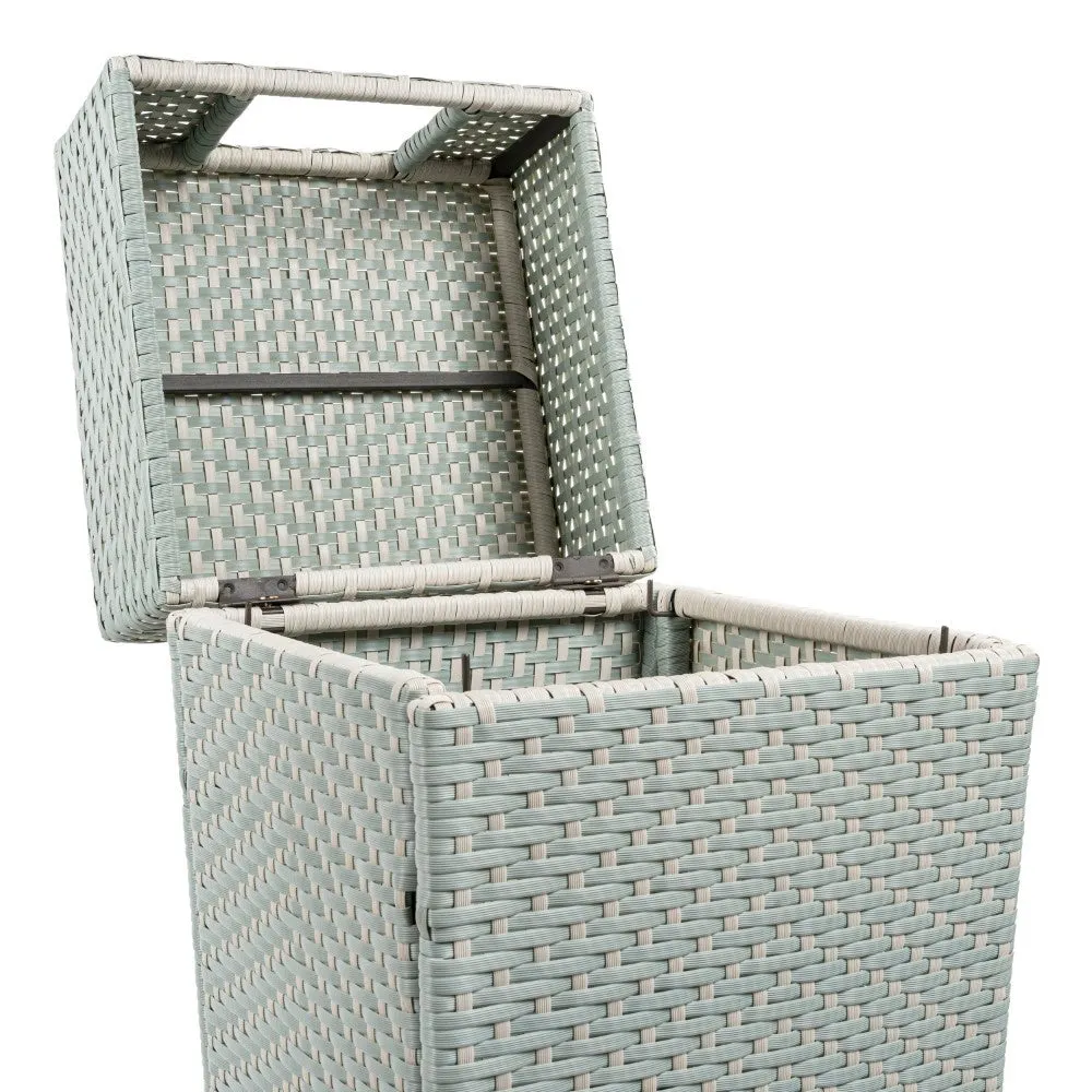 Frostbloom Modern 24.13-Gallon All-Weather Wicker/Metal Lidded Hideaway Outdoor Trash Can