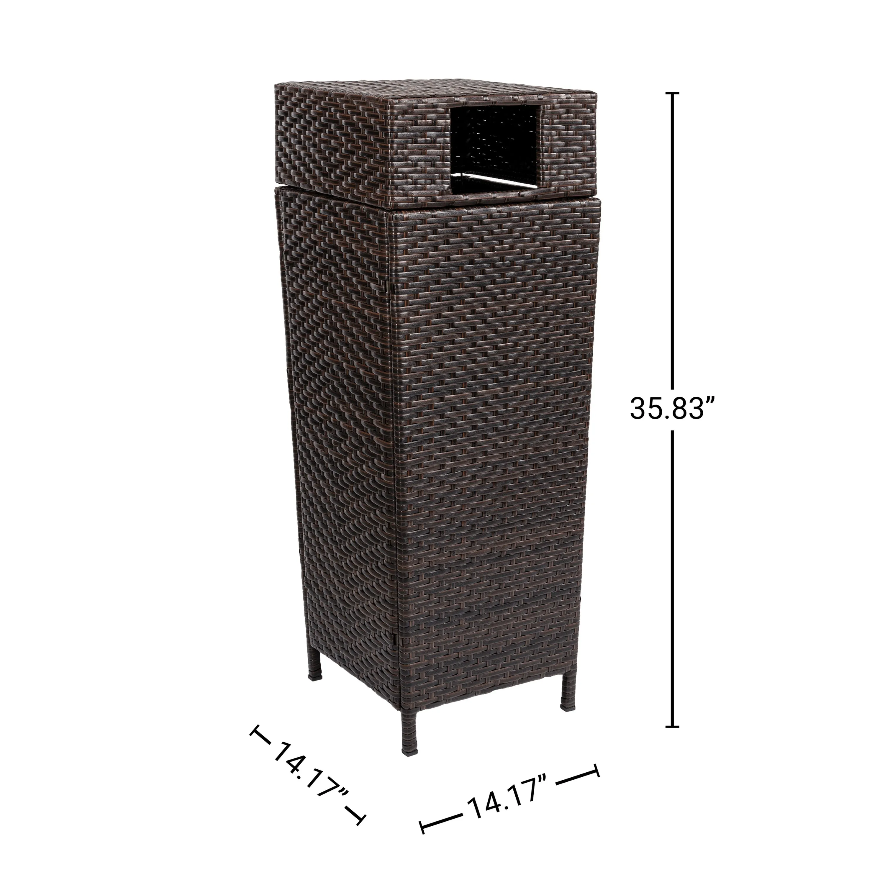 Frostbloom Modern 24.13-Gallon All-Weather Wicker/Metal Lidded Hideaway Outdoor Trash Can