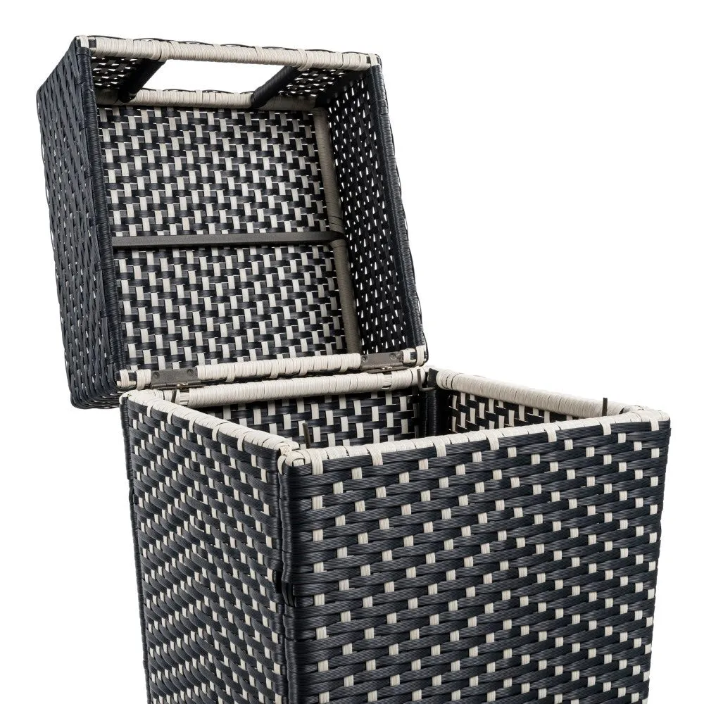 Frostbloom Modern 24.13-Gallon All-Weather Wicker/Metal Lidded Hideaway Outdoor Trash Can