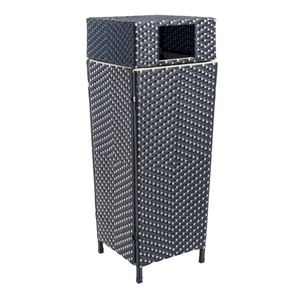 Frostbloom Modern 24.13-Gallon All-Weather Wicker/Metal Lidded Hideaway Outdoor Trash Can