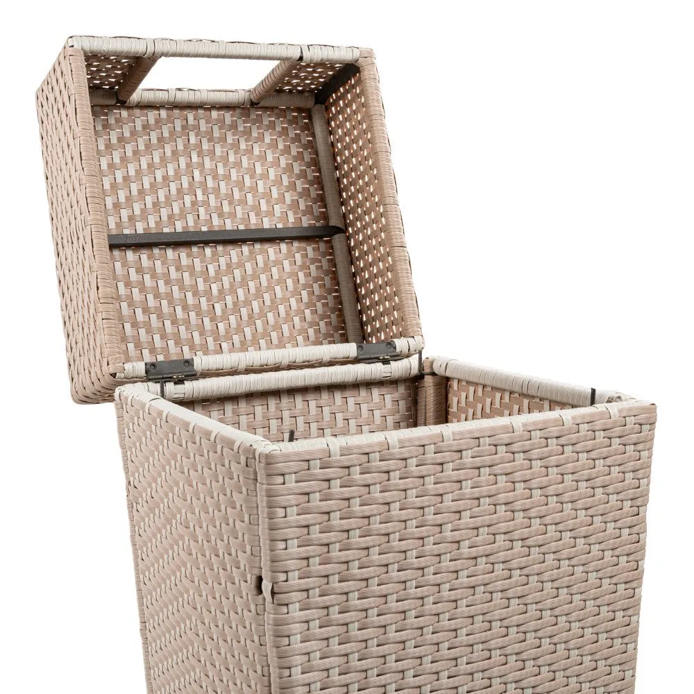 Frostbloom Modern 24.13-Gallon All-Weather Wicker/Metal Lidded Hideaway Outdoor Trash Can