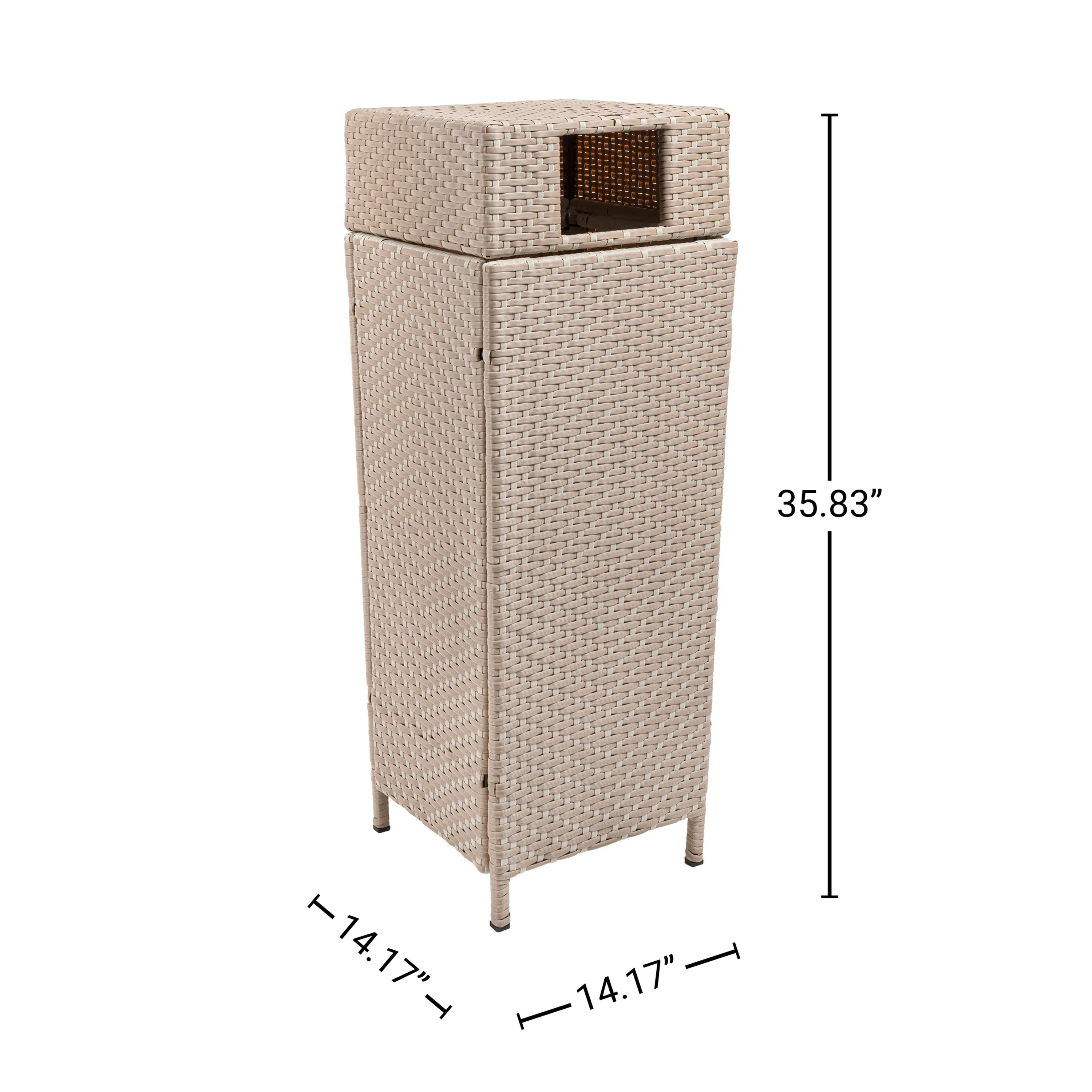 Frostbloom Modern 24.13-Gallon All-Weather Wicker/Metal Lidded Hideaway Outdoor Trash Can