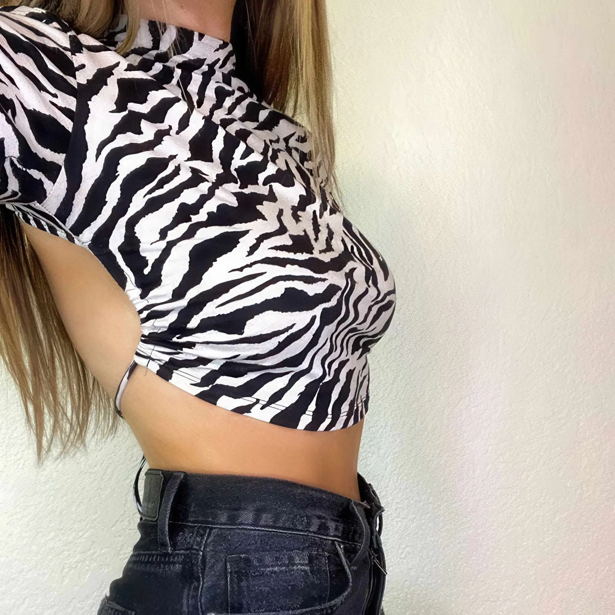 Glow Chic's Zebra Print Backless Crop Top