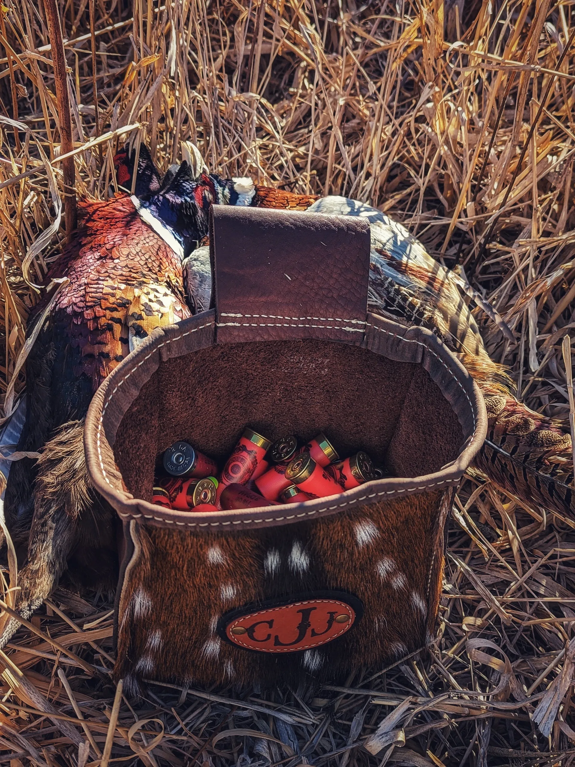 Handmade Premium Axis Hide Shotgun Shell Bag