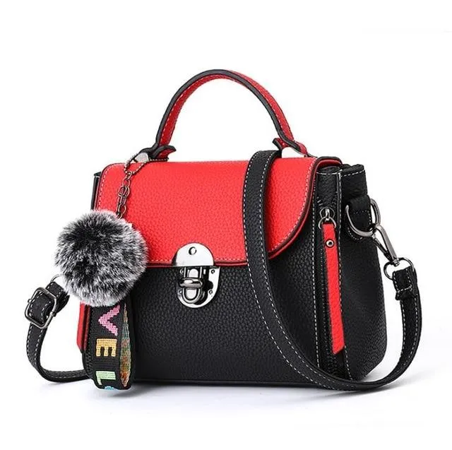 JOOZ Hit color women's handbags leather Ladies hand bags 2018 New women bag shoulder Bag bolsos Fur Toy Women Messenger Bags