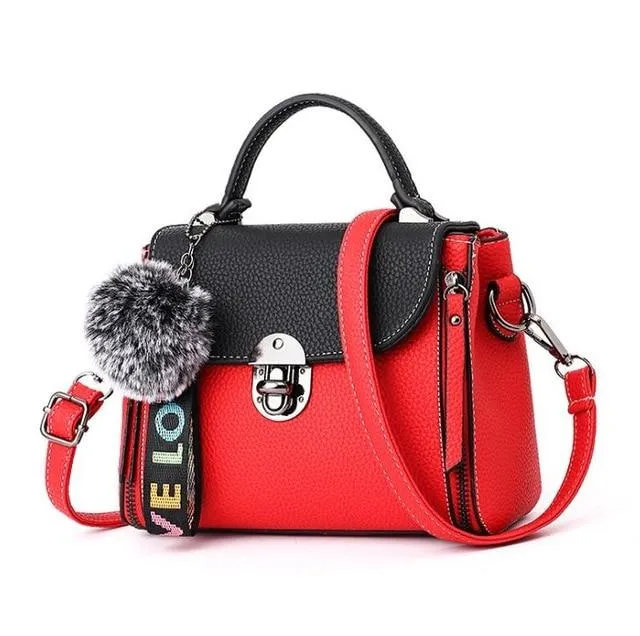 JOOZ Hit color women's handbags leather Ladies hand bags 2018 New women bag shoulder Bag bolsos Fur Toy Women Messenger Bags