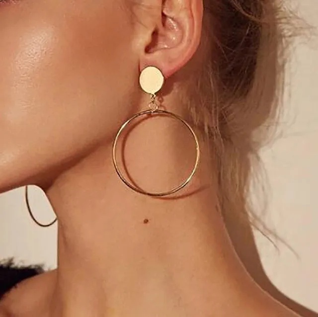 Korean Statement Black Acrylic Drop Earrings for Women 2019 Fashion Jewelry Vintage Geometric Gold Asymmetric Earring