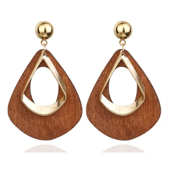 Korean Statement Black Acrylic Drop Earrings for Women 2019 Fashion Jewelry Vintage Geometric Gold Asymmetric Earring