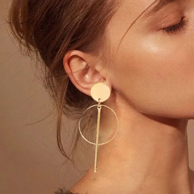 Korean Statement Black Acrylic Drop Earrings for Women 2019 Fashion Jewelry Vintage Geometric Gold Asymmetric Earring